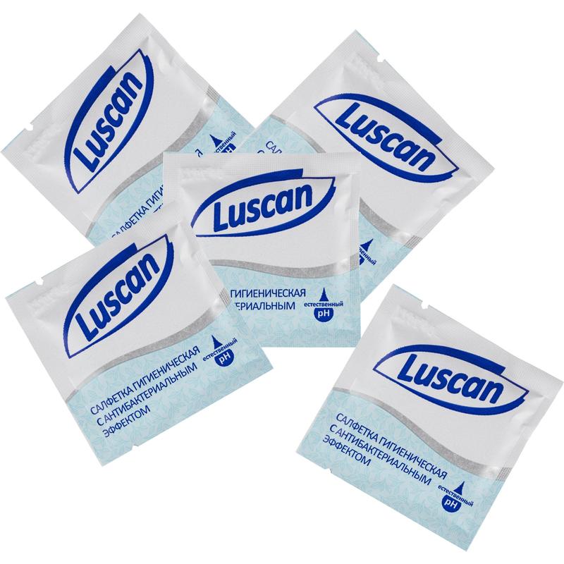  салфетки в индивидуальной упаковке антибактериальные Luscan .